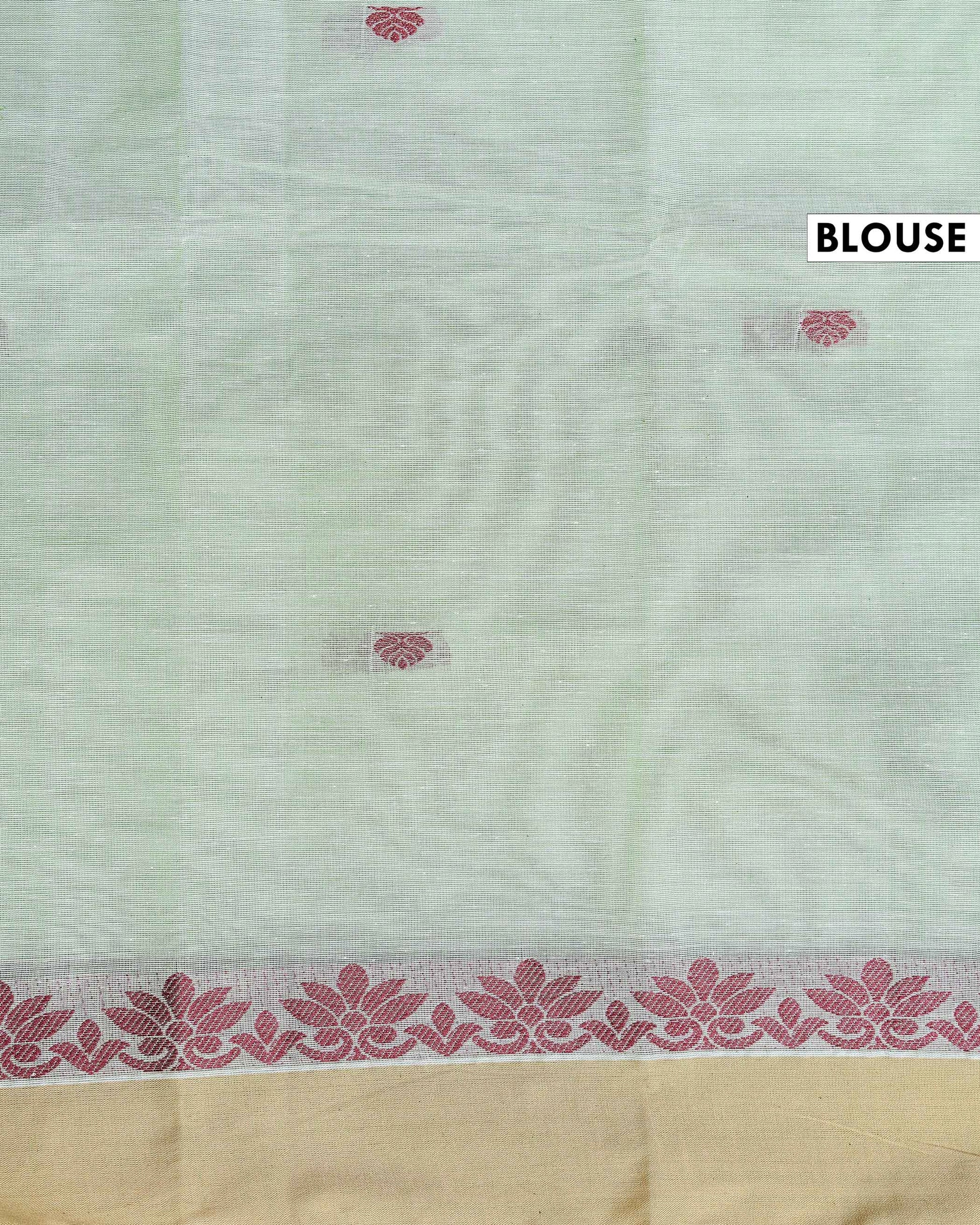 Handwoven Kovai Cotton Saree Subtle Body Buttas and Traditional Border - Light Green
