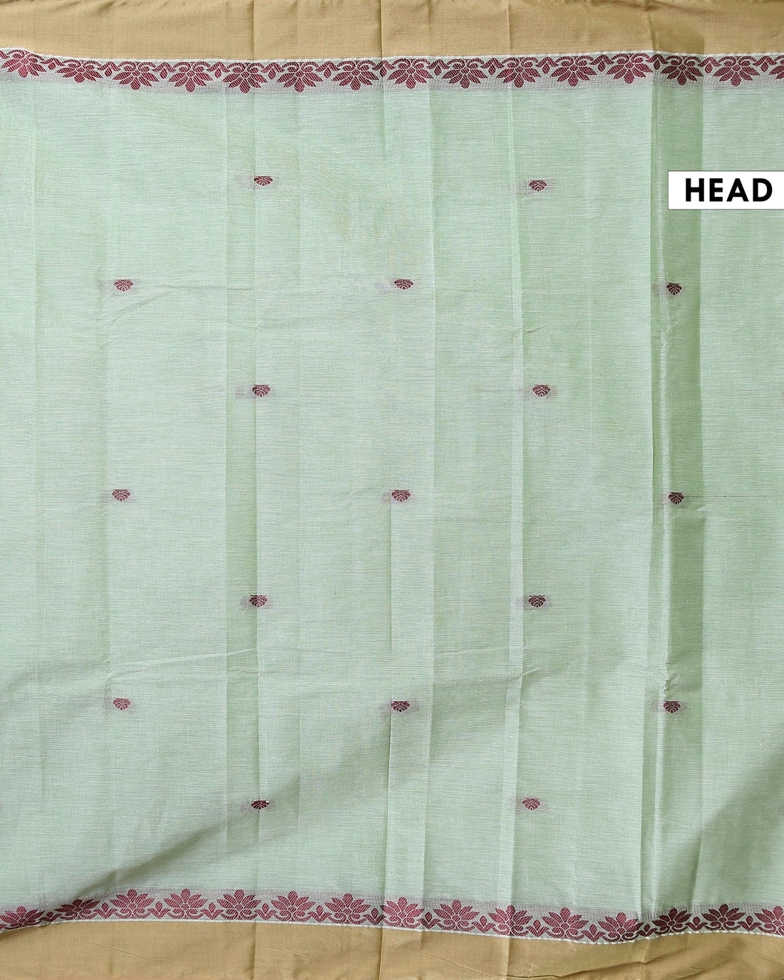 Handwoven Kovai Cotton Saree Subtle Body Buttas and Traditional Border - Light Green