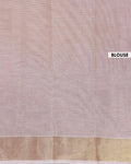 Handwoven Kovai Cotton Saree with Striped Pattern and Zari Border - Orange
