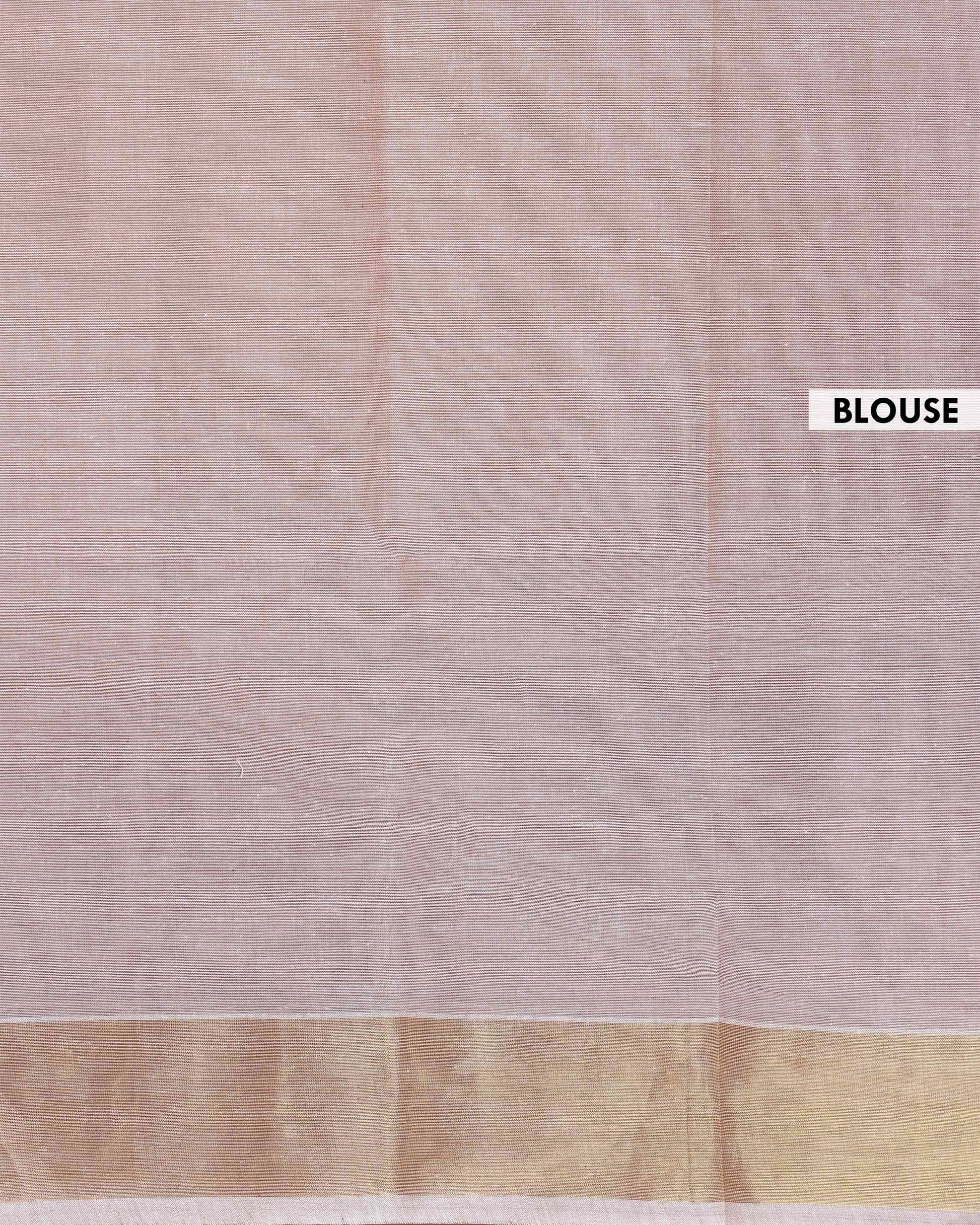 Handwoven Kovai Cotton Saree with Striped Pattern and Zari Border - Orange