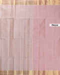 Handwoven Kovai Cotton Saree with Striped Pattern and Zari Border - Orange