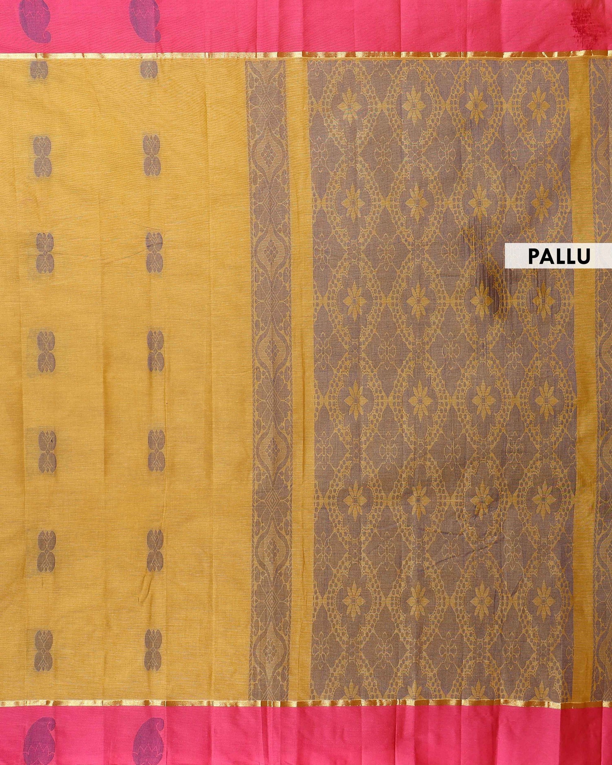Handwoven Venkatagiri Cotton Saree with Classic Border and Lightweight Draping - Olive Green