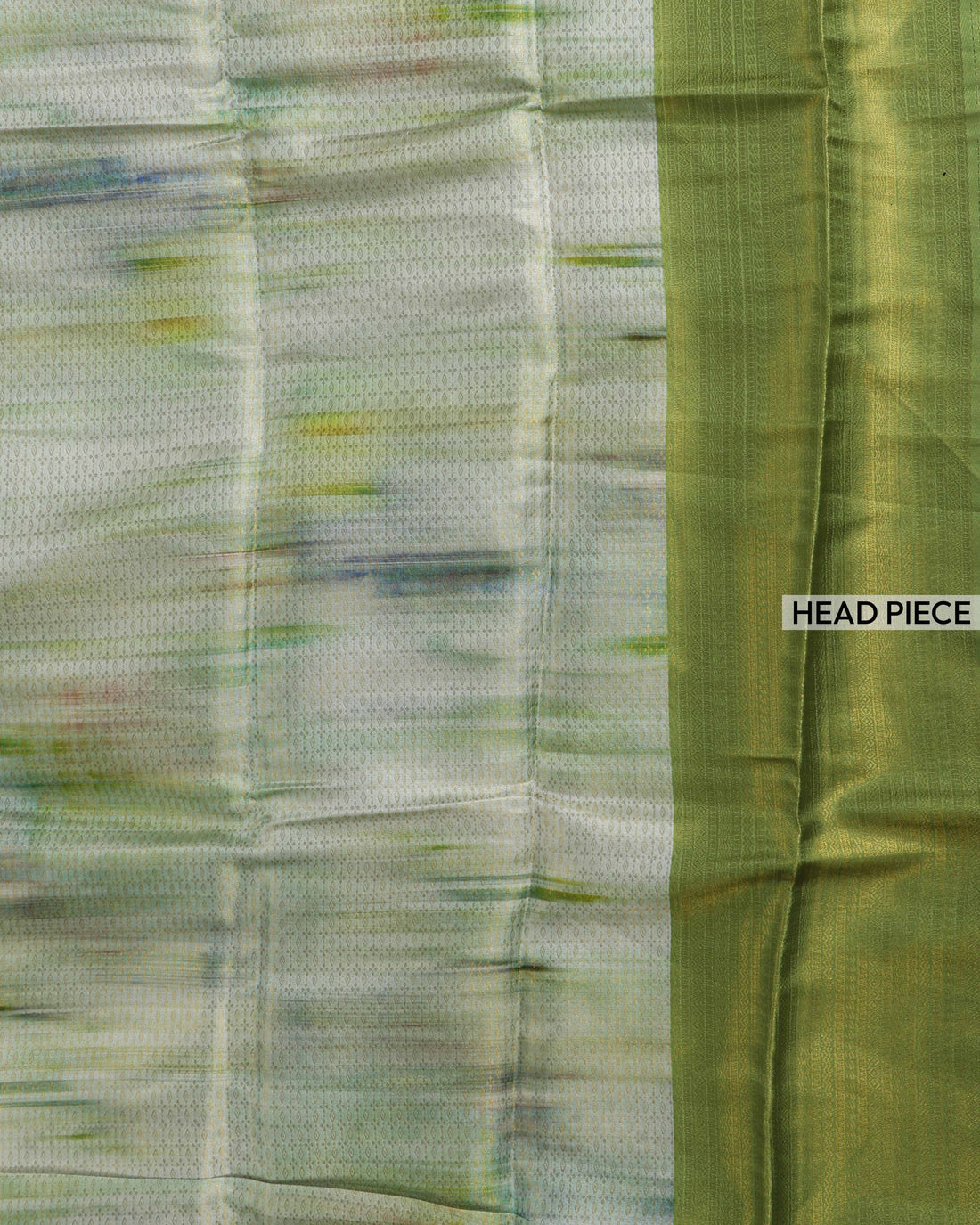 Abstract Soft Silk Saree With Solid Blouse - Green