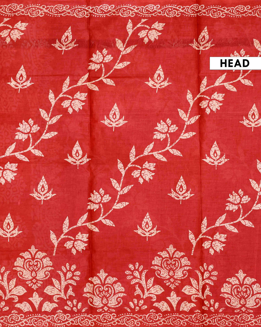 All-Over Floral Printed Voile Saree with Intricate Contrast Border – Red
