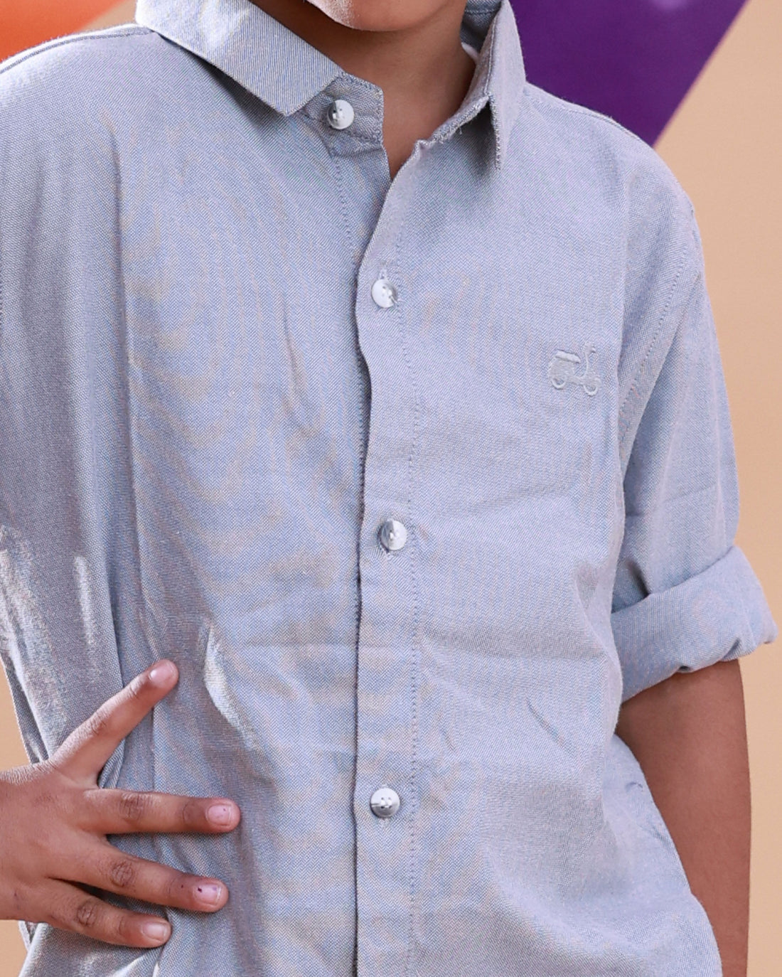 Kids' Classic Button-Down Solid Casual Shirt - Grey