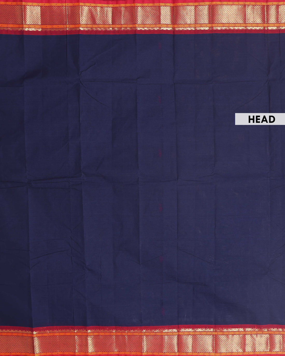 Traditional Chettinad Cotton Saree with Rich Zari Border and Fine Handloom Weave - Navy Blue