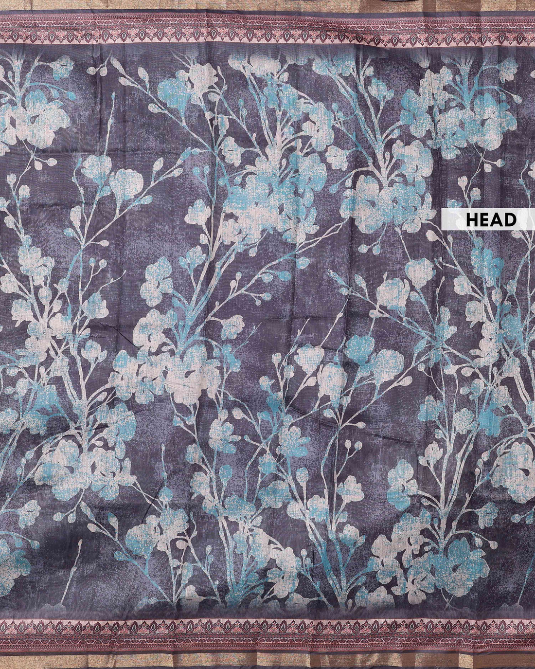 Elegant Printed Semi-Silk Saree with Intricate Floral Design and Zari Border - Black