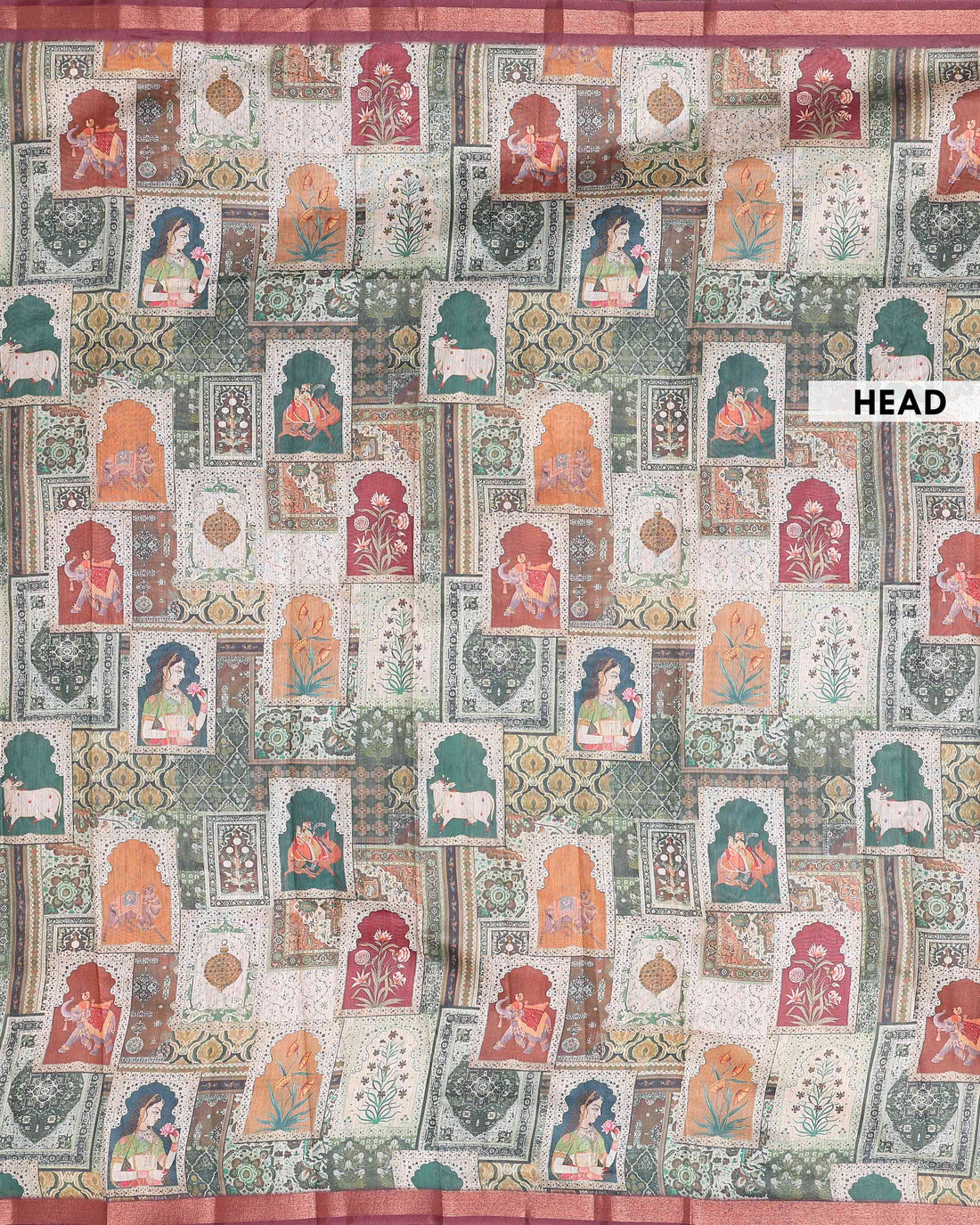 Handloom Semi Silk Saree with All-Over Digital Print and Contrast Pallu - Multi