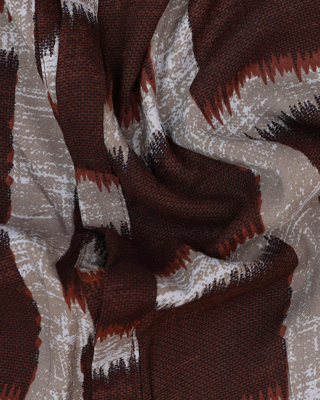 Maternity Wear - Brown Earthy Brown & Beige Block Print Button-Down Feeding Top