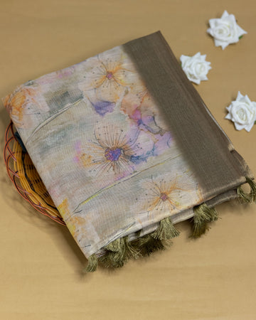 Ethnic Printed Tissue Saree - Multi