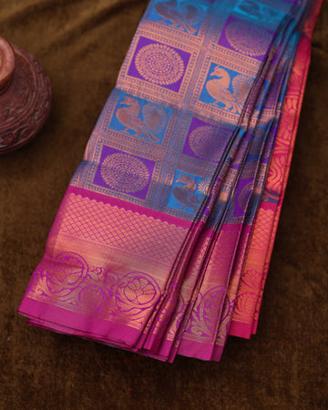 Blue Colour Copper Zari Aparna Saree