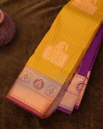 Yellow Colour Copper Zari Aparna Saree