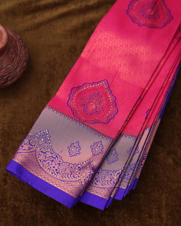 Pink Colour Copper Zari Aparna Saree