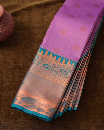 Exquisite Aparna Saree with Intricate Copper Zari Weave & Contrast Border - Purple