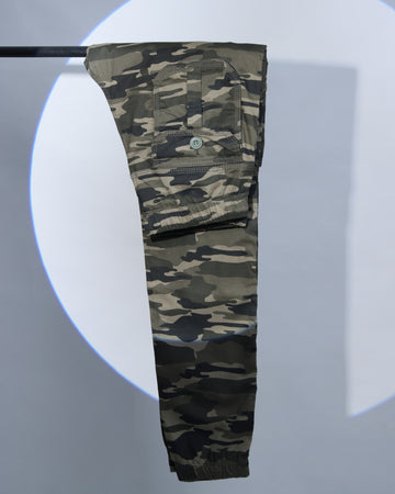 Men’s Printed Cargo Pant with Multiple Flap Pockets and Drawstring Waist - Multi