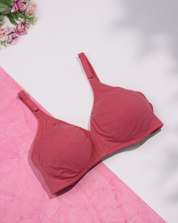 Seamless Non-Wired Everyday Support Bra - Coral Pink