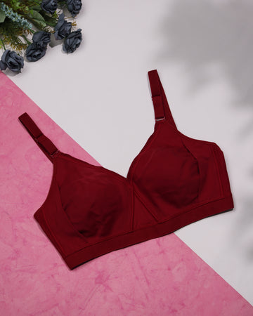 Seamless Non-Wired Everyday Support Bra - Maroon