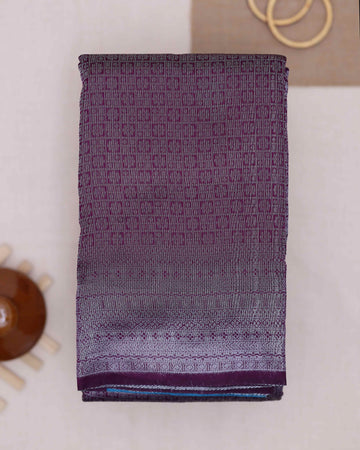 Ethnic Zari Weaving Litchi Silk Saree - Purple