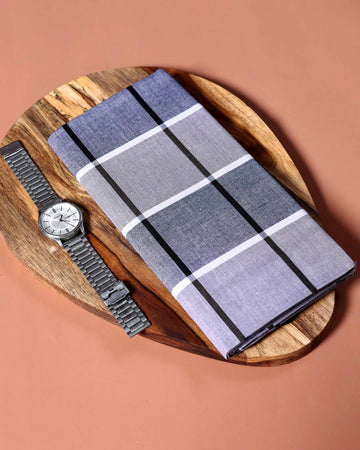 Jkt Brand Men's Premium Cotton Checked Lungi Stitched - Grey