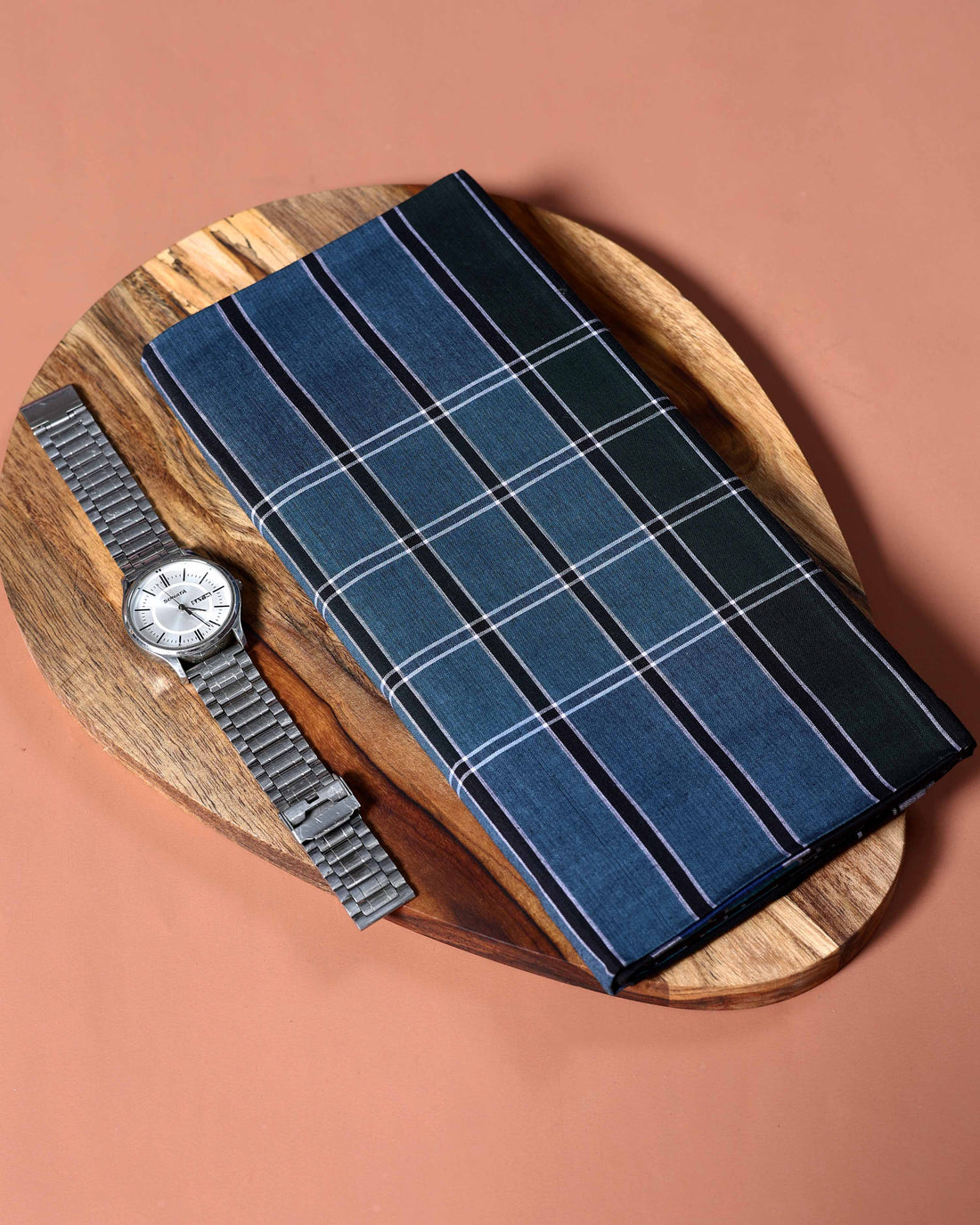 Jkt Brand Men's Premium Cotton Checked Lungi Stitched - Teal