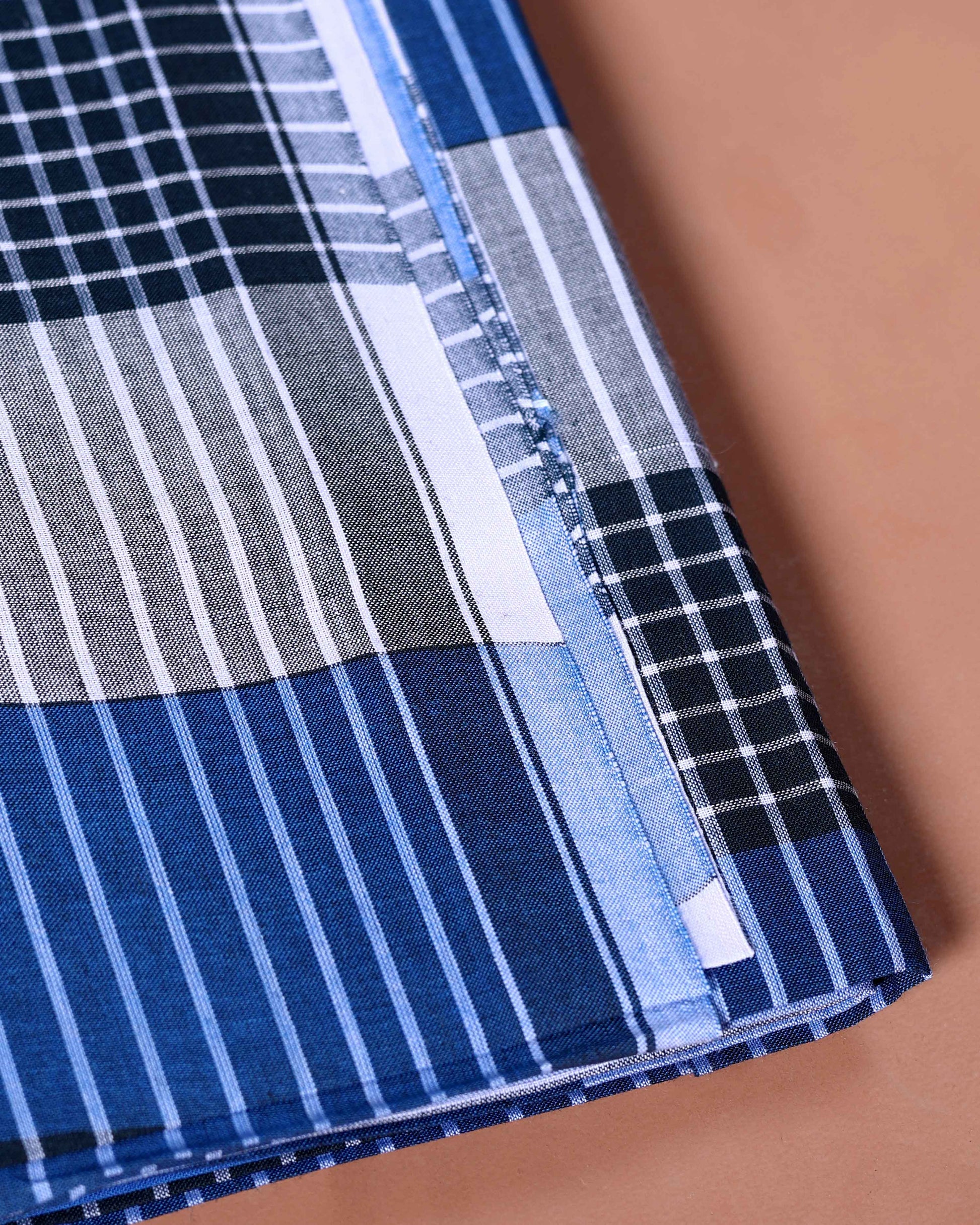 Jkt Brand Men's Premium Cotton Striped Lungi Stitched - Grey