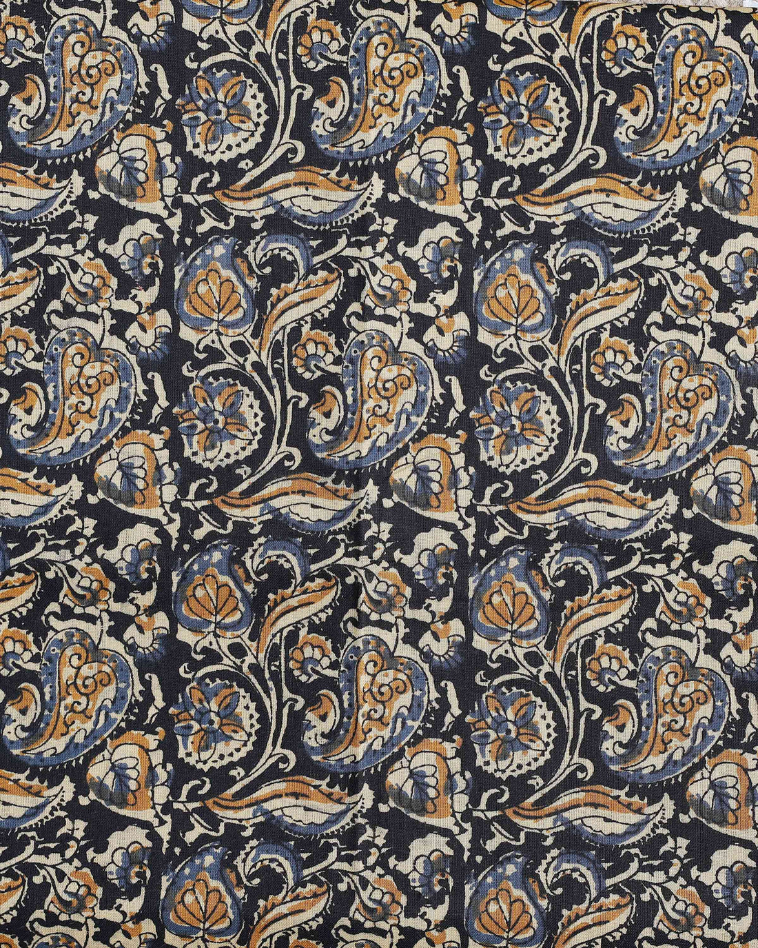 Khadi Cotton Saree with Contrast Printed Blouse and Tassel Accents - Black