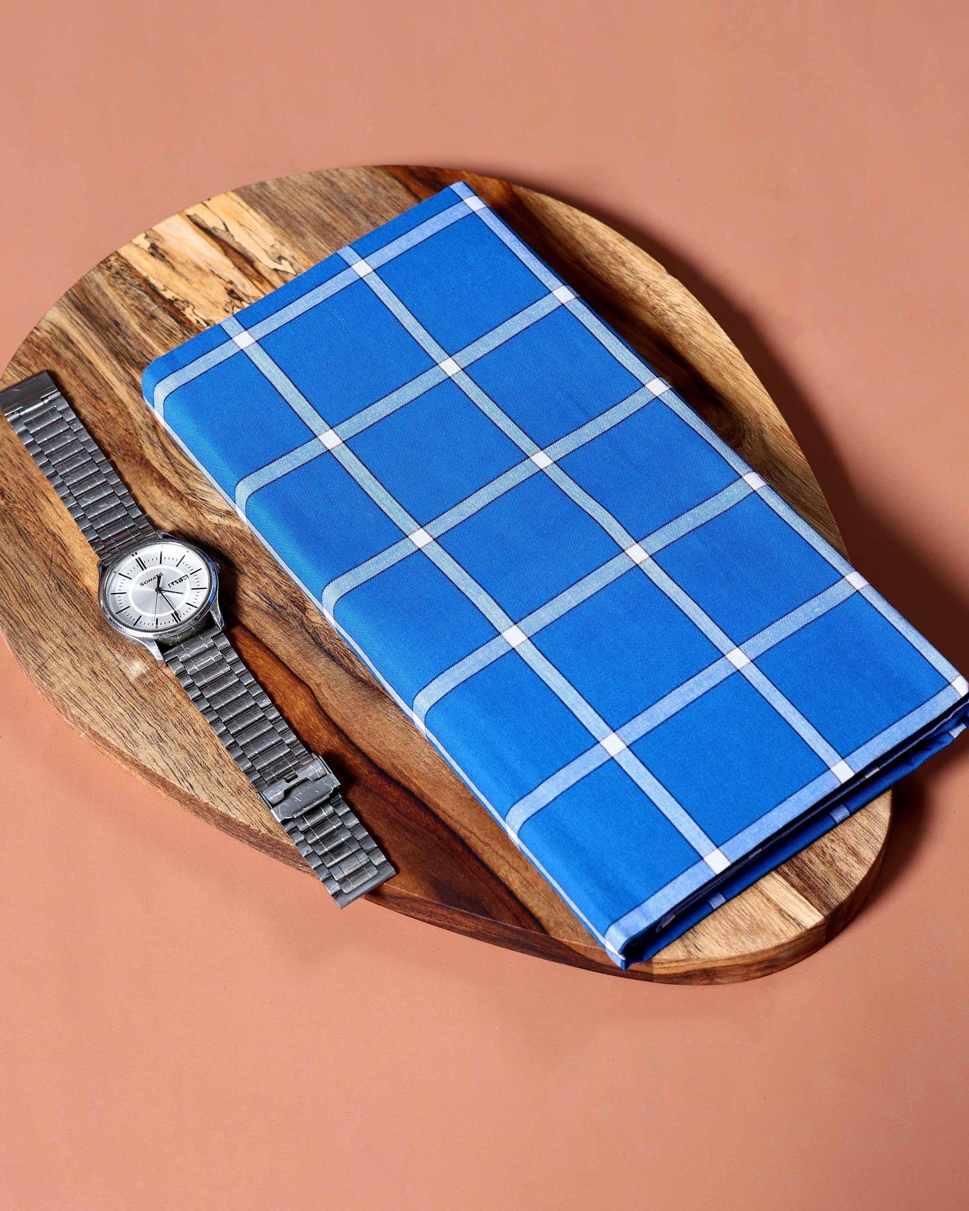 Kibs Brand Men's Premium Cotton Checked Lungi Stitched - Blue