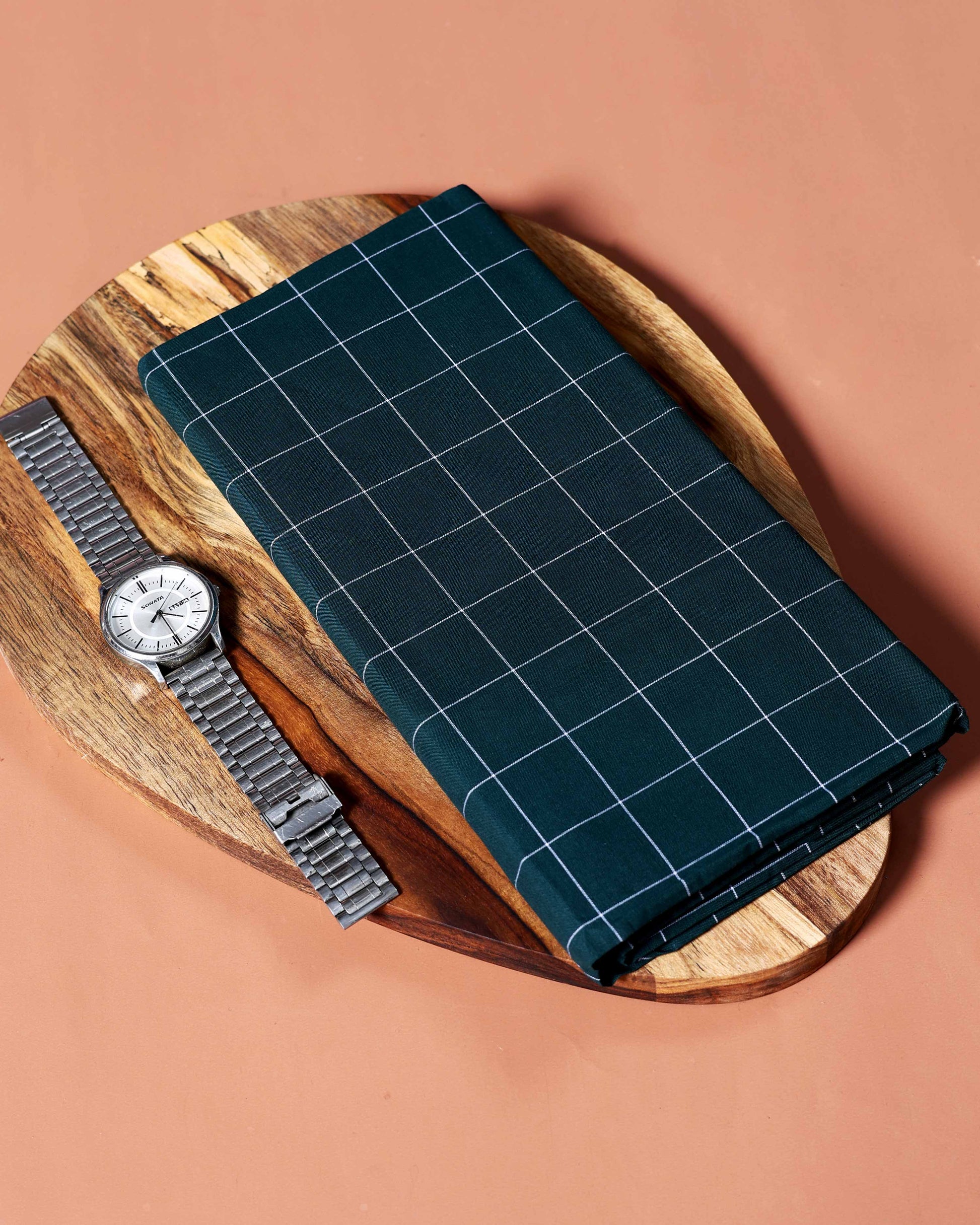 Kibs Brand Men's Premium Cotton Checked Lungi Stitched - Dark Green