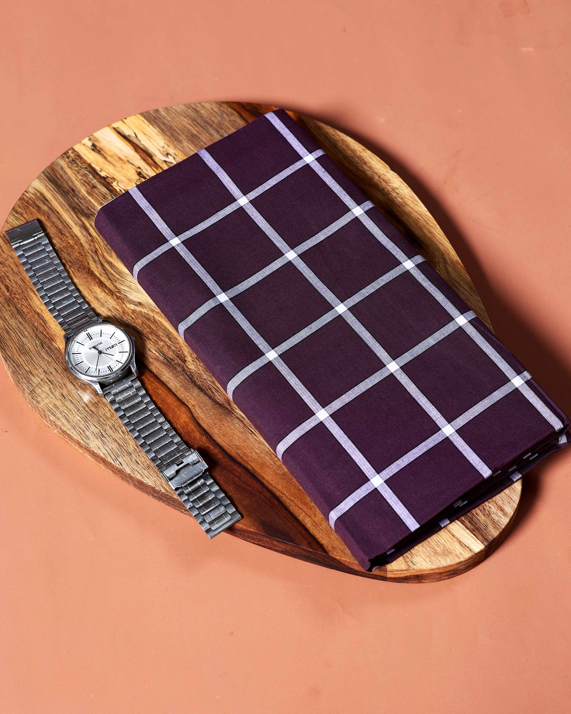 Kibs Brand Men's Premium Cotton Checked  Lungi Stitched -  Purple