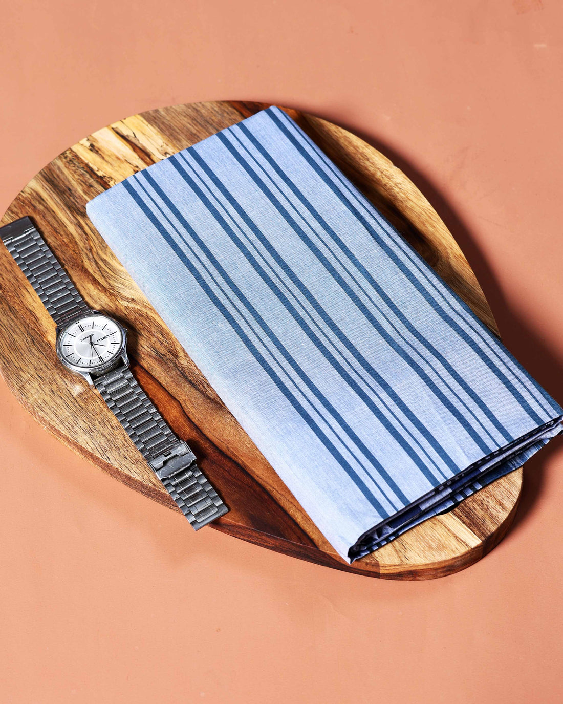 Kibs Brand Men's Premium Cotton Striped Lungi Stitched - Light Blue