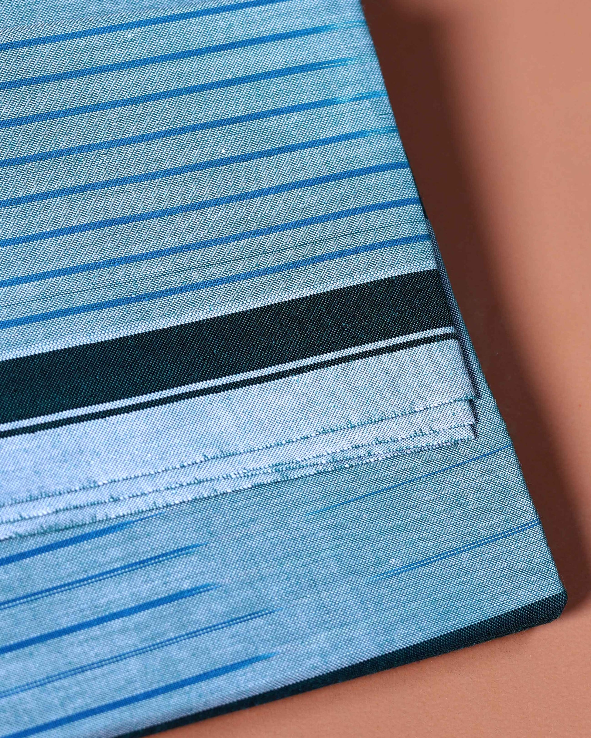 Kibs Brand Men's Premium Cotton Striped Lungi Stitched -  Sky Blue