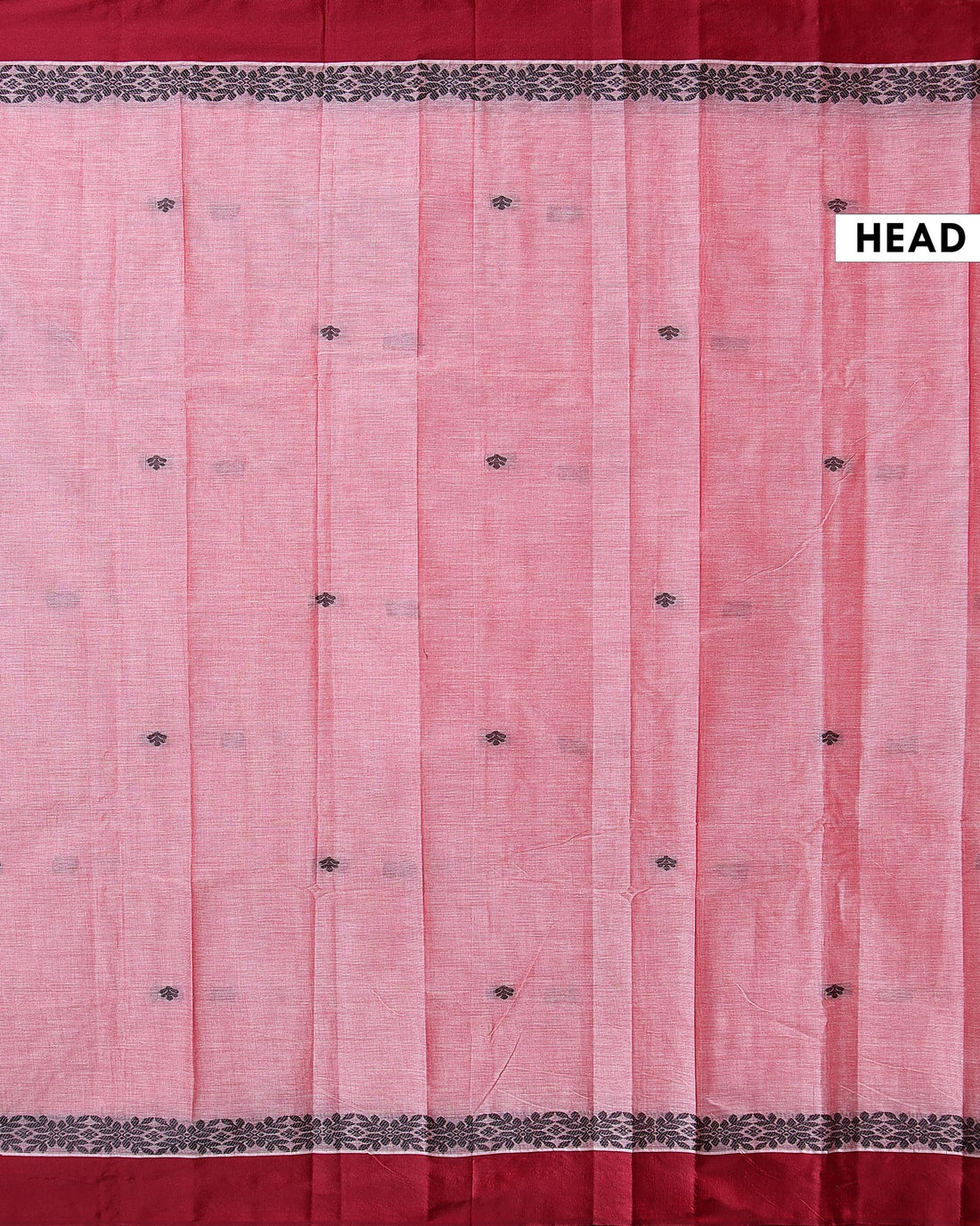 Lightweight Kovai Cotton Saree with Classic Floral Weave and Contrast Finish - Pink