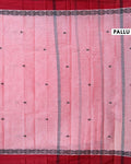 Lightweight Kovai Cotton Saree with Classic Floral Weave and Contrast Finish - Pink