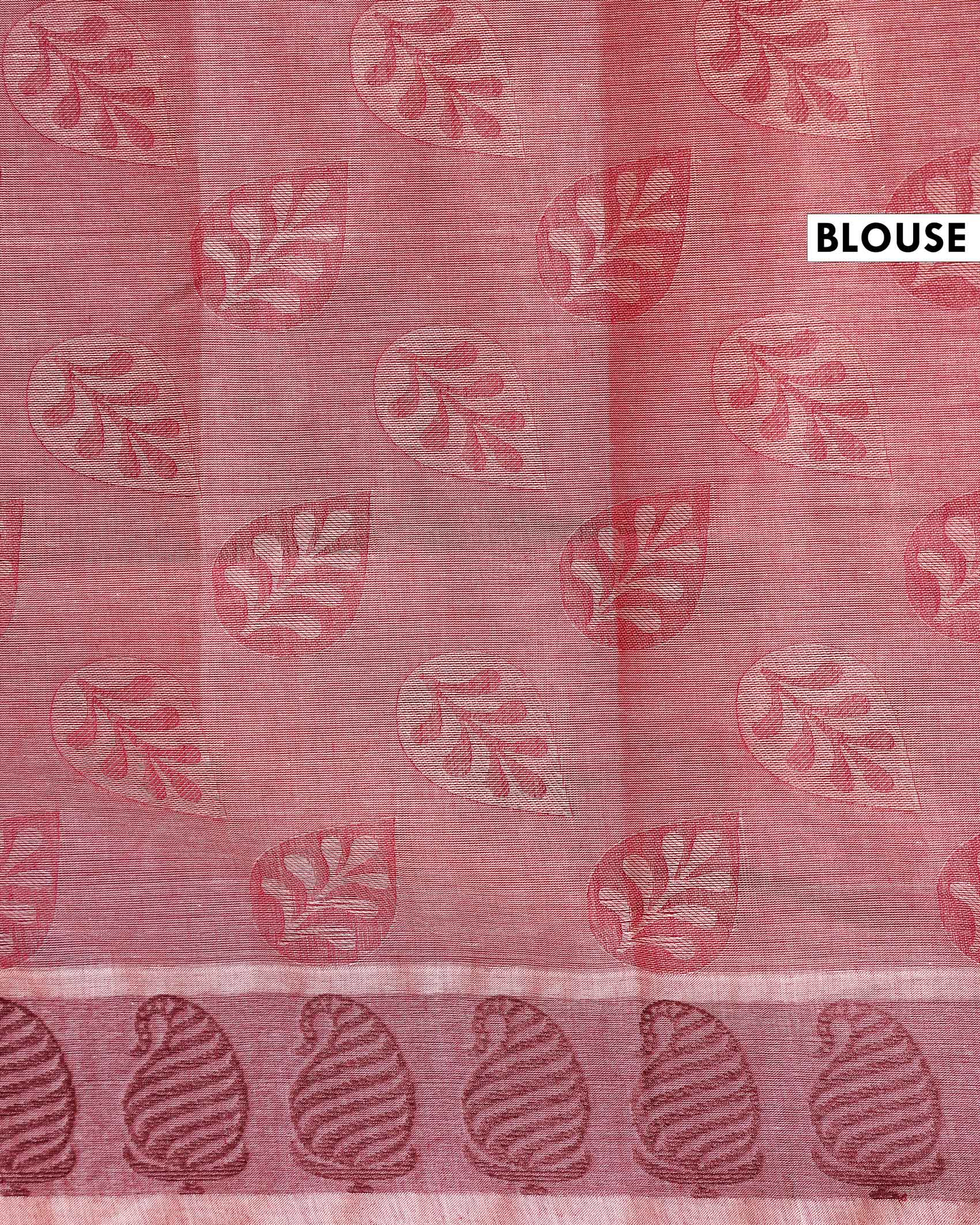 Lightweight Kovai Cotton Saree with Elegant Leaf Pattern and Contrast Border Weave - Onion Pink
