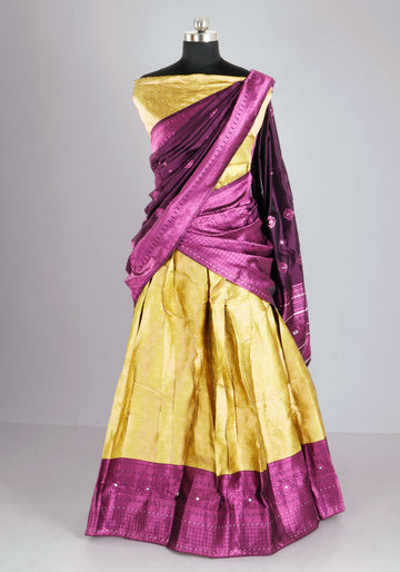 Purple With Green Colour Printed - Stitched Bridal Wedding Lehenga