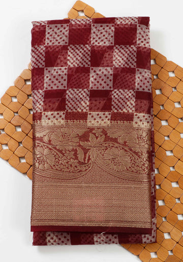 Maroon Color Raw Silk Saree - RS16