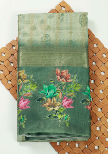 Light Green Color Raw Silk Saree - RS23