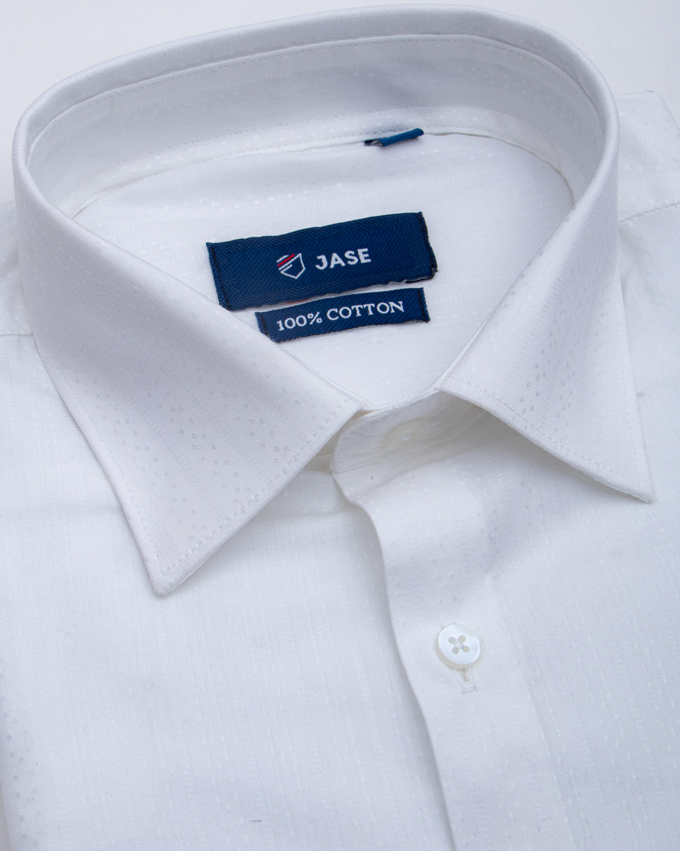 Cotton Solid Formal Half Sleeve Shirt With Spread Collar - White
