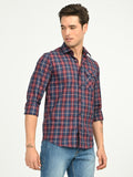 Men’s Native Bull Men's Classic Checkered Slim Fit Casual Shirt with Patch Pocket - Multi