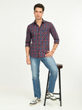 Men’s Native Bull Men's Classic Checkered Slim Fit Casual Shirt with Patch Pocket - Multi
