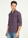 Men’s Native Bull Men's Classic Checkered Slim Fit Casual Shirt with Patch Pocket - Multi