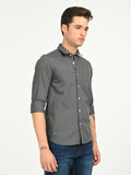 Men’s Native Bull Solid Casual Shirt with Full Sleeves and Chest Pocket - Grey