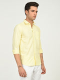 Men’s Native Bull Solid Casual Shirt with Full Sleeves and Chest Pocket - Yellow