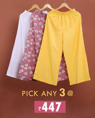 Womens Palazzo Combo Of Any 3