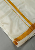 Parrot Green Colour Silk Cotton Dhoti & Shirt Set Online
