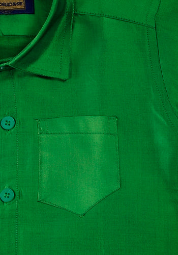 Buy Parrot Green Colour Silk Cotton Dhoti & Shirt Set