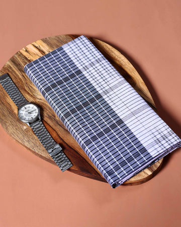 Sangu Brand Men's Premium Cotton Striped Lungi Stitched - Multi -four