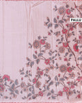 Semi Tussar Silk Saree with Floral Embroidery and Zari Dots - Light Pink-head-