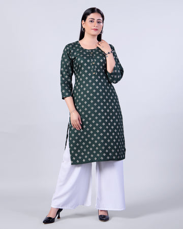 Dark Green Colour Top & Palazzo Set