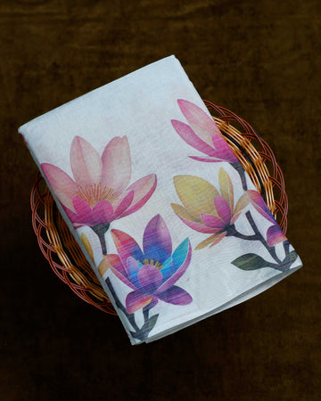 Ethnic Floral Printed Tissue Saree - Grey